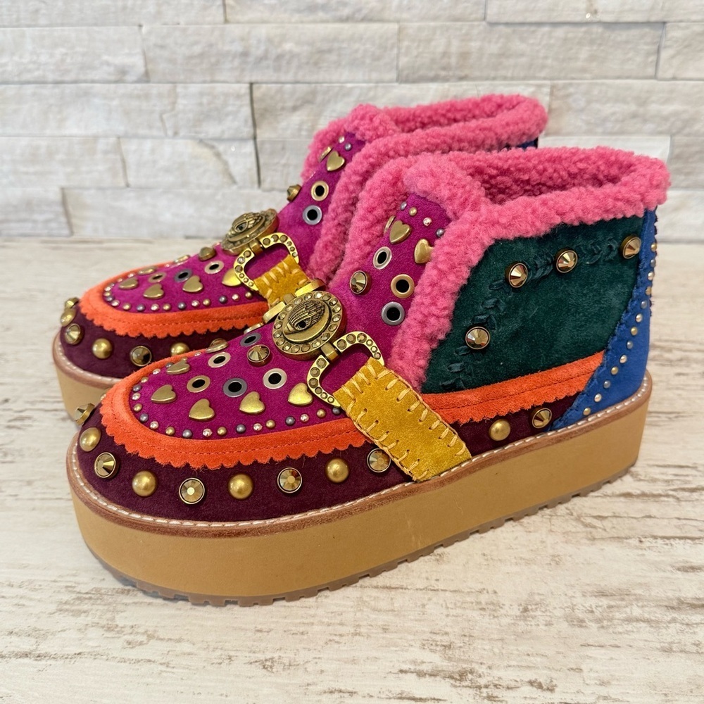 Kurt Geiger Mansion Cozy Studded Suede Bit Buckle Platform Boots EU 36.5-US 6.5 - Picture 15 of 15